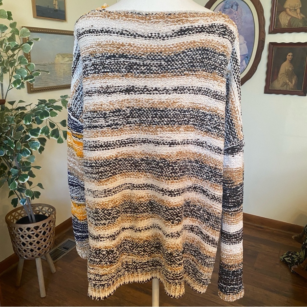 POL Multicolor Textured Bouclé Knit Sweater Large Boho Oversized Fall Pullover - Picture 5 of 7
